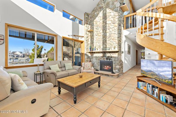 Fireplace, Interior, Living room, Stone Walls