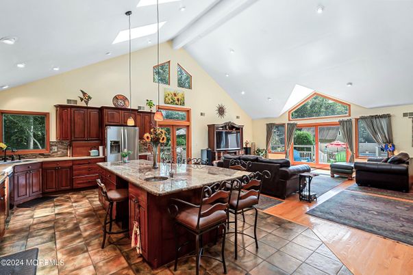 Interior, Kitchen, Living room, Recessed Lighting, Stainless Steel Appliances, Wood Texture Flooring