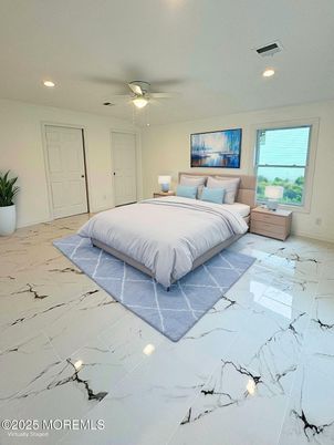 Bedroom, Interior, Marble, Recessed Lighting