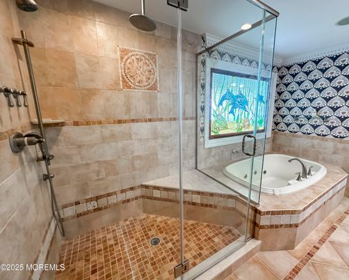 Bathroom, Glass Shower, Interior, Recessed Lighting