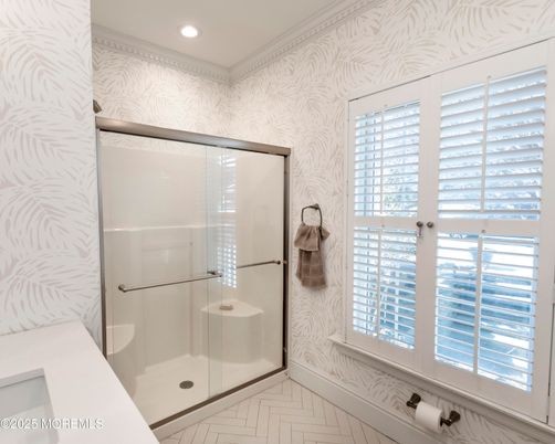 Bathroom, Glass Shower, Interior, Recessed Lighting