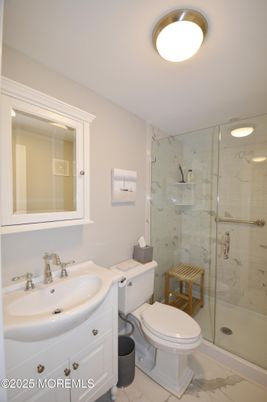 Bathroom, Glass Shower, Interior, Marble, Marble Walls, Recessed Lighting