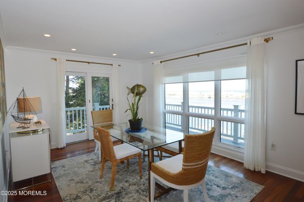 Dining room, Interior, Recessed Lighting, Wood Texture Flooring
