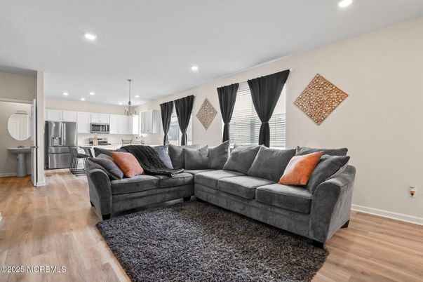 Interior, Kitchen, Living room, Pendant Lights, Recessed Lighting, Stainless Steel Appliances, Wood Texture Flooring