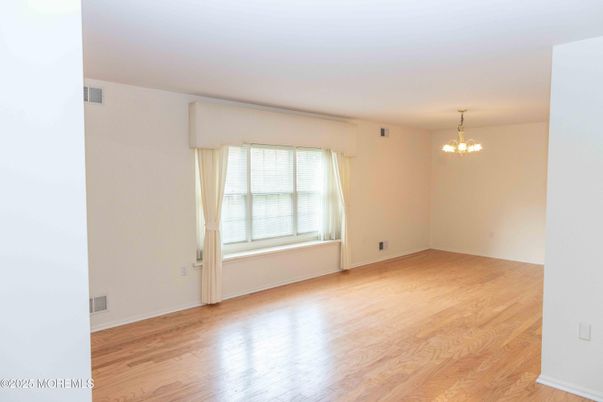 Chandelier, Empty room, Interior, Wood Texture Flooring