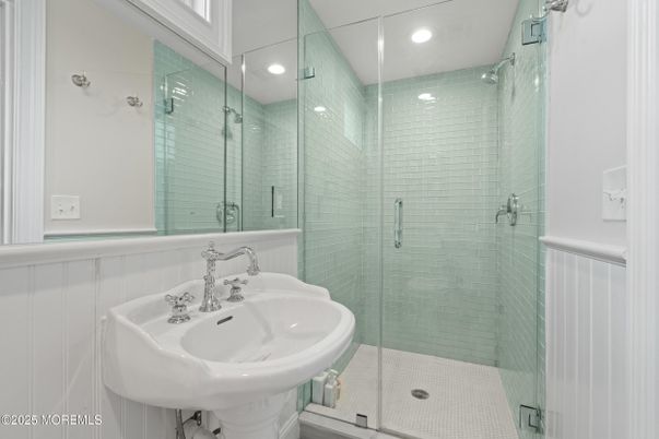 Bathroom, Glass Shower, Interior, Recessed Lighting