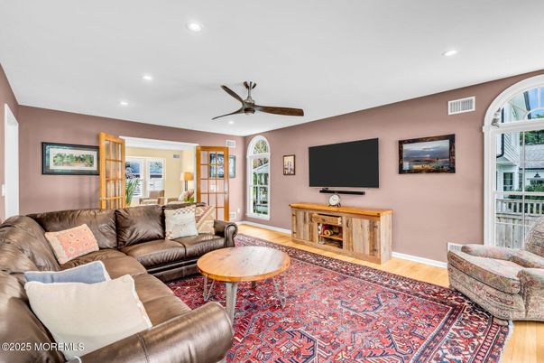 Interior, Living room, Recessed Lighting, Wood Texture Flooring