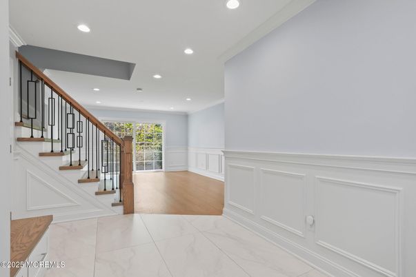 Interior, Marble, Recessed Lighting, Wood Texture Flooring