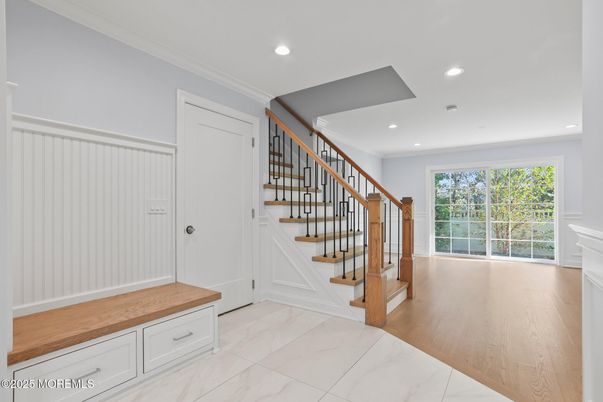 Interior, Marble, Recessed Lighting, Wood Texture Flooring