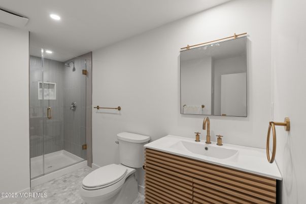 Bathroom, Glass Shower, Interior, Recessed Lighting