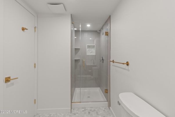 Bathroom, Glass Shower, Interior, Recessed Lighting