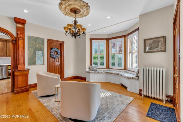 Chandelier, Interior, Kitchen, Living room, Recessed Lighting, Wood Texture Flooring