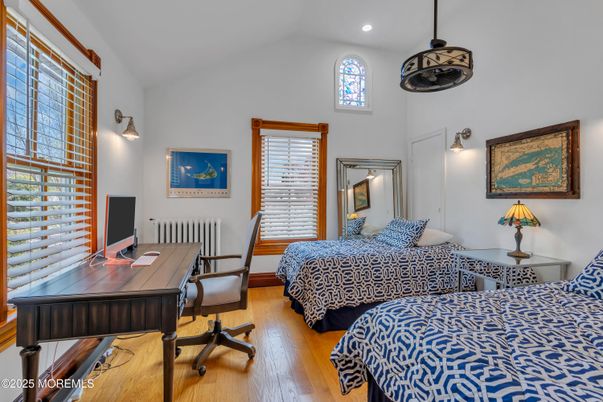 Bedroom, Home Office, Interior, Recessed Lighting, Wood Texture Flooring