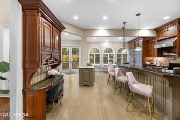 Interior, Kitchen, Pendant Lights, Recessed Lighting, Wood Texture Flooring