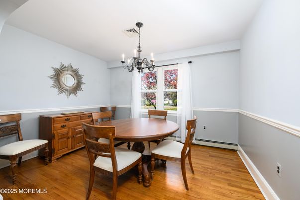 Chandelier, Dining room, Interior, Wood Texture Flooring