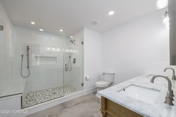 Bathroom, Glass Shower, Interior, Recessed Lighting