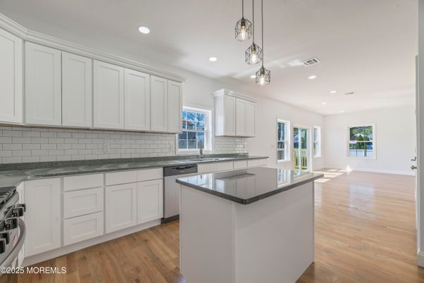 Interior, Kitchen, Pendant Lights, Recessed Lighting, Wood Texture Flooring