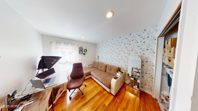 Home Office, Interior, Living room, Recessed Lighting, Wood Texture Flooring