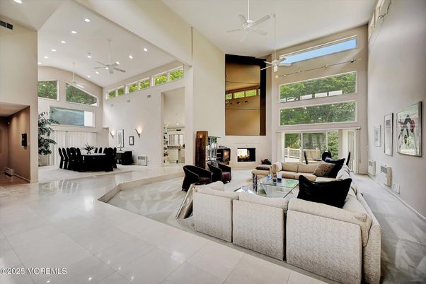 Fireplace, Interior, Living room, Pendant Lights, Recessed Lighting