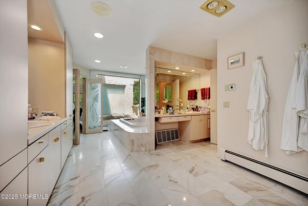 Bathroom, Interior, Marble, Recessed Lighting
