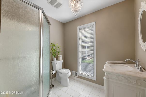 Bathroom, Chandelier, Glass Shower, Interior