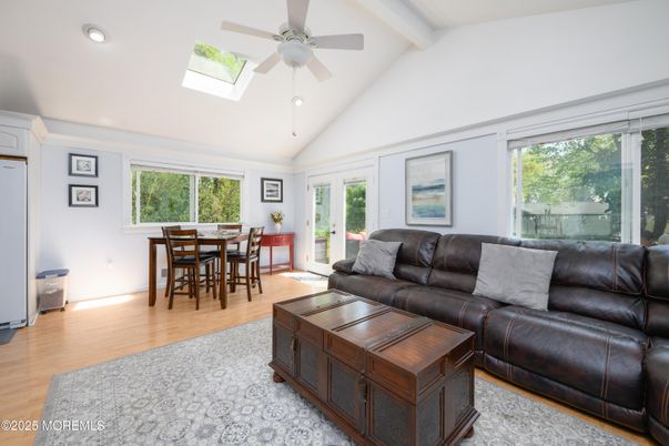 Dining room, Interior, Living room, Recessed Lighting, Wood Texture Flooring