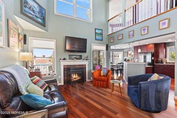 Dining room, Fireplace, Interior, Kitchen, Living room, Wood Texture Flooring