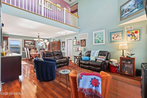 Chandelier, Dining room, Interior, Living room, Recessed Lighting, Wood Texture Flooring