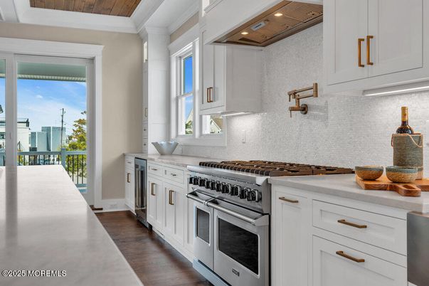 Interior, Kitchen, Recessed Lighting, Stainless Steel Appliances, Wooden Ceilings, Wood Texture Flooring