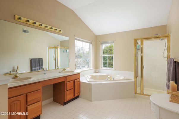 Bathroom, Dual Sink Vanities, Glass Shower, Interior
