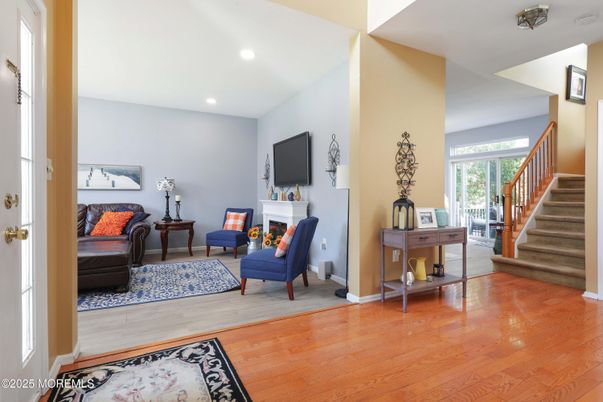 Fireplace, Interior, Recessed Lighting, Wood Texture Flooring