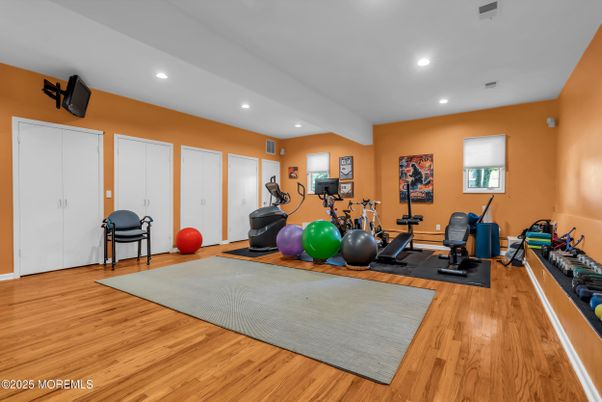 Fitness Equipment, Interior, Recessed Lighting, Wood Texture Flooring