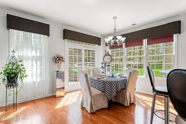 Chandelier, Dining room, Interior, Wood Texture Flooring
