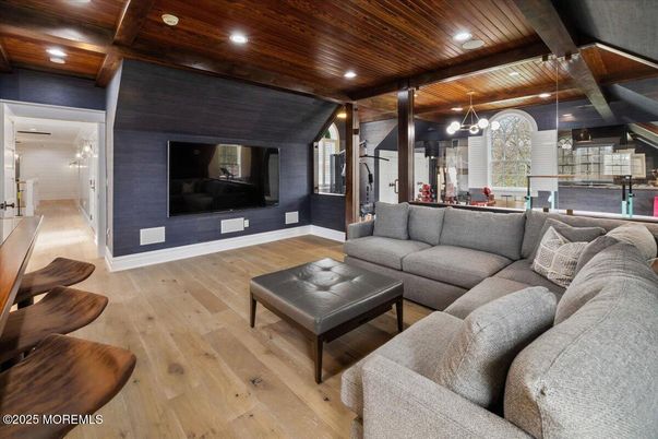 Dining room, Interior, Kitchen, Living room, Pendant Lights, Recessed Lighting, Wooden Beams, Wooden Ceilings, Wood Texture Flooring