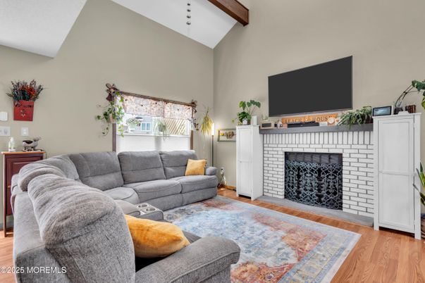 Fireplace, Interior, Living room, Wooden Beams, Wood Texture Flooring
