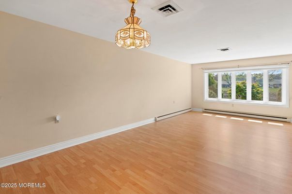 Chandelier, Empty room, Interior, Wood Texture Flooring