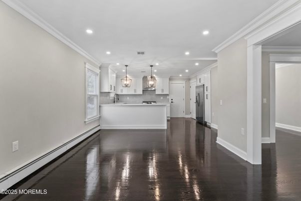 Interior, Kitchen, Pendant Lights, Recessed Lighting, Wood Texture Flooring