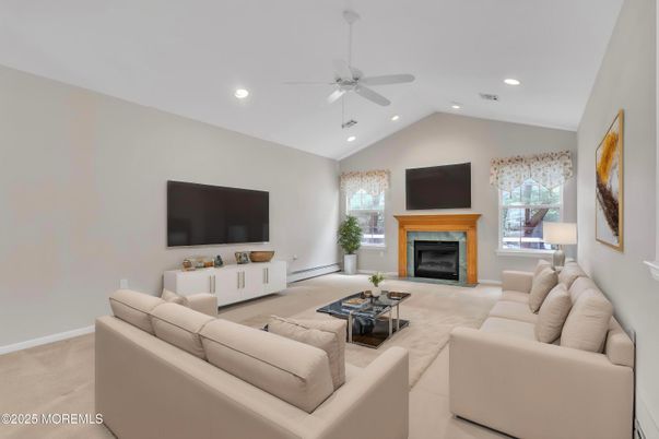 Fireplace, Interior, Living room, Recessed Lighting