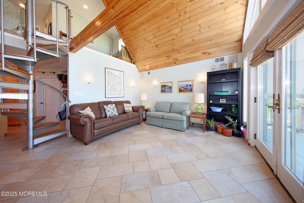 Interior, Living room, Recessed Lighting, Wooden Ceilings