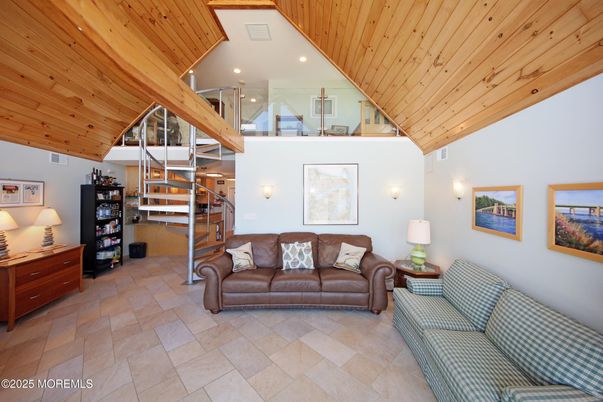 Interior, Living room, Recessed Lighting, Wooden Ceilings
