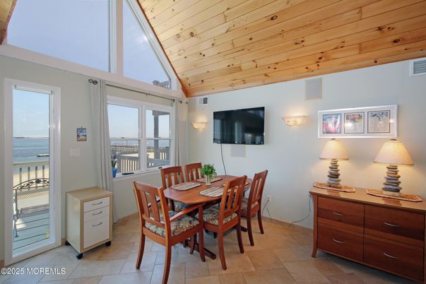 Dining room, Interior, Water, Wooden Ceilings