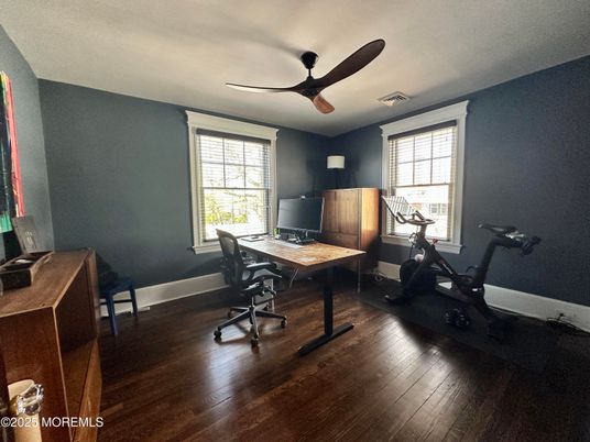 Fitness Equipment, Home Office, Interior, Wood Texture Flooring