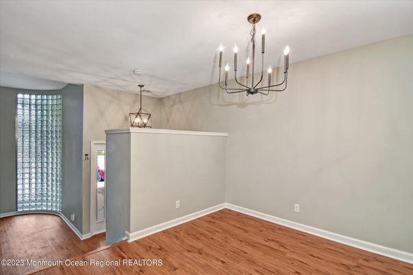 Chandelier, Empty room, Interior, Pendant Lights, Wood Texture Flooring