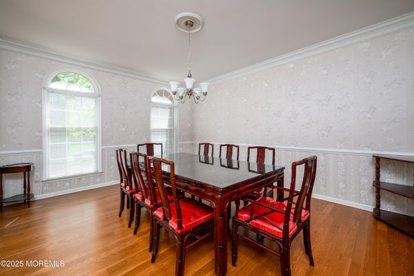 Chandelier, Dining room, Interior, Wood Texture Flooring