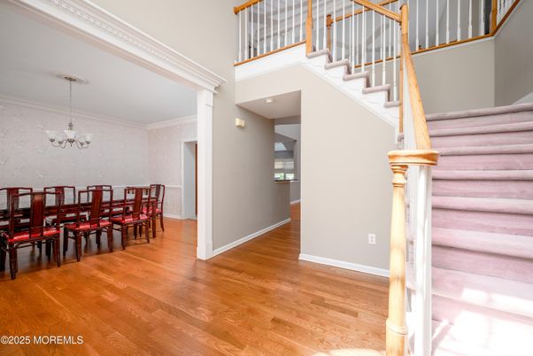 Chandelier, Dining room, Interior, Wood Texture Flooring