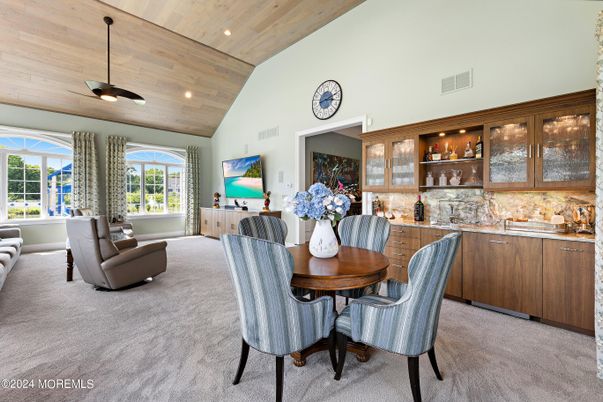Dining room, Interior, Living room, Recessed Lighting, Wooden Ceilings