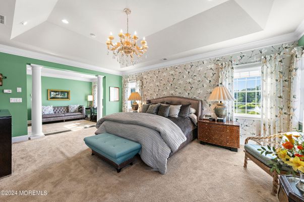 Bedroom, Chandelier, Interior, Recessed Lighting