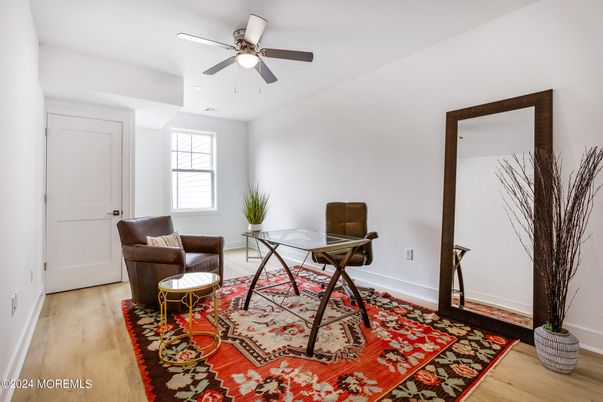 Home Office, Interior, Recessed Lighting, Wood Texture Flooring