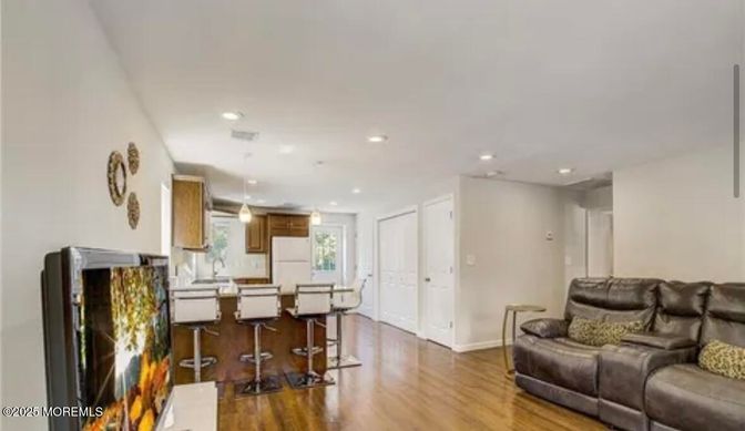 Interior, Kitchen, Pendant Lights, Recessed Lighting, Wood Texture Flooring