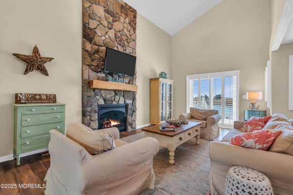 Fireplace, Interior, Living room, Stone Walls, Wood Texture Flooring